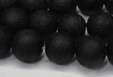 CAG6740 15 inches 8mm round black pilates agate beads