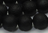 CAG6742 15 inches 12mm round black pilates agate beads