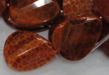 CAG676 15.5 inch 23*30mm faceted teardrop twisted natural fire agate beads