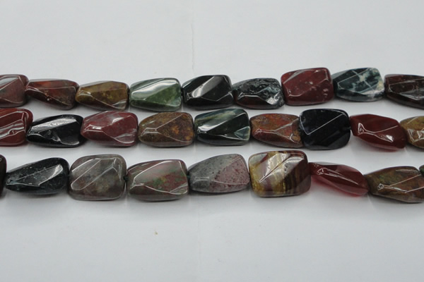 CAG6814 15.5 inches 16*22mm faceted & twisted rectangle Indian agate beads