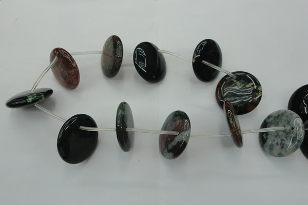 CAG6849 Top drilled 35mm flat round Indian agate beads