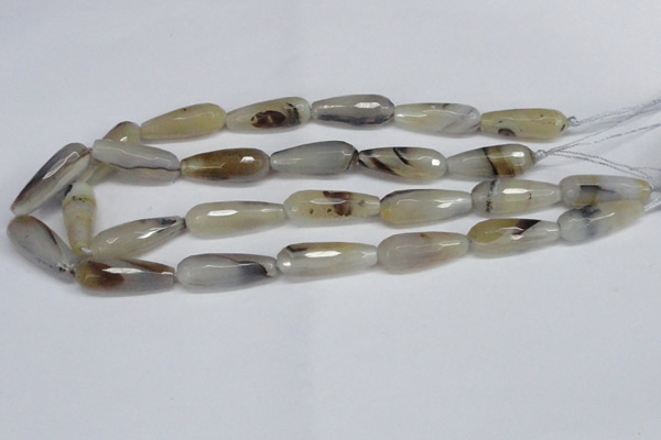 CAG6890 15.5 inches 10*30mm faceted teardrop line agate beads