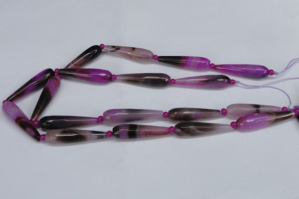 CAG6902 15.5 inches 10*40mm faceted teardrop line agate beads