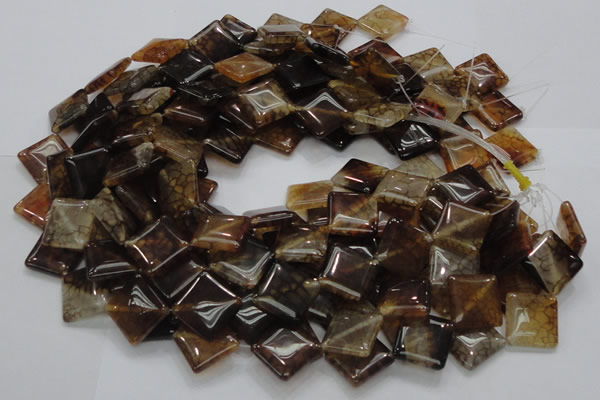 CAG691 15.5 inches 20*20mm rhombic dragon veins agate beads