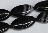 CAG6920 15.5 inches 15*30mm oval black line agate beads