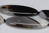 CAG6922 15.5 inches 20*55mm oval black line agate beads