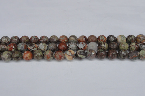 CAG7014 15.5 inches 12mm faceted round ocean agate gemstone beads