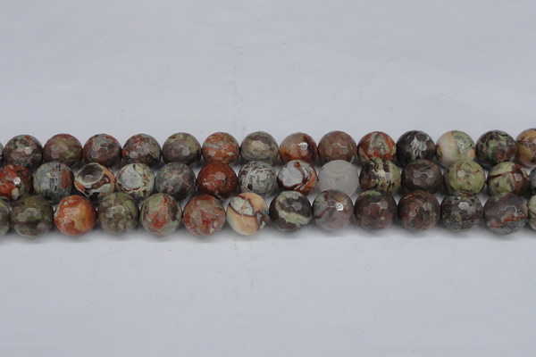 CAG7015 15.5 inches 14mm faceted round ocean agate gemstone beads