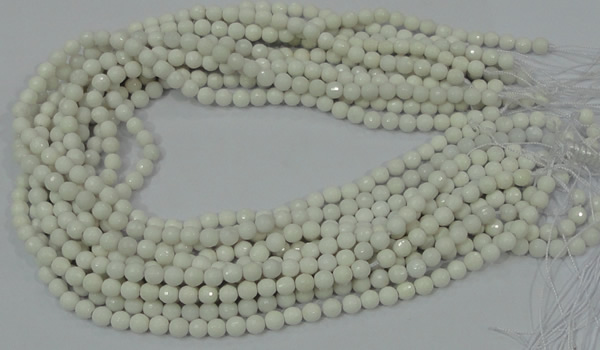 CAG710 15.5 inches 6mm faceted round white agate gemstone beads