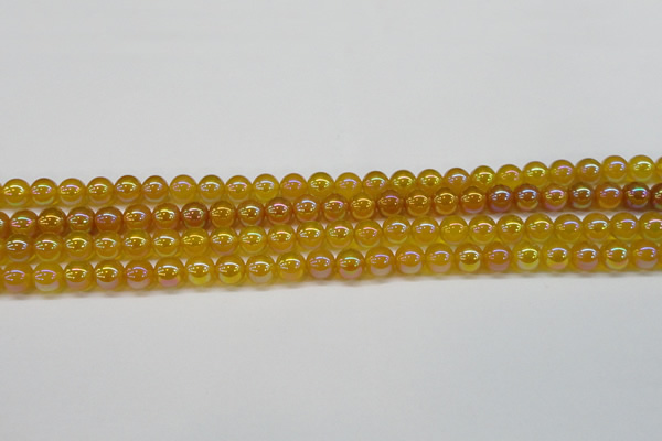 CAG7120 15.5 inches 4mm round AB-color yellow agate gemstone beads