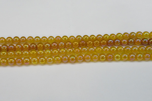 CAG7121 15.5 inches 6mm round AB-color yellow agate gemstone beads