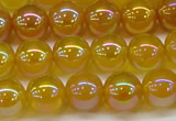 CAG7123 15.5 inches 10mm round AB-color yellow agate gemstone beads