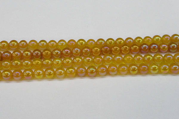 CAG7123 15.5 inches 10mm round AB-color yellow agate gemstone beads