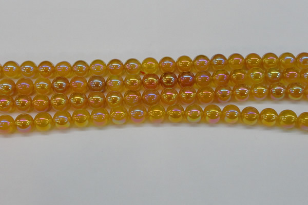 CAG7124 15.5 inches 12mm round AB-color yellow agate gemstone beads