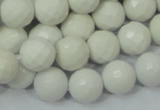 CAG713 15.5 inches 12mm faceted round white agate gemstone beads