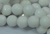 CAG714 15.5 inches 14mm faceted round white agate gemstone beads