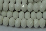 CAG715 15.5 inches 6*10mm faceted rondelle white agate gemstone beads