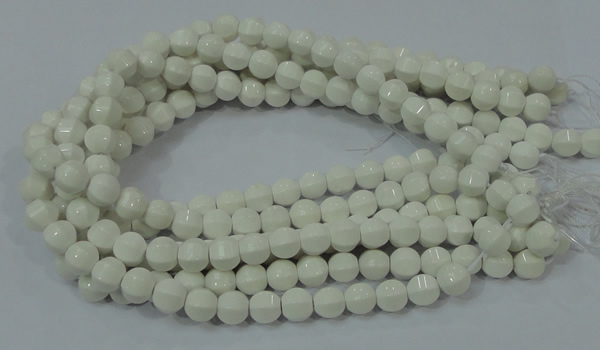 CAG717 15.5 inches 10mm pumpkin shape white agate gemstone beads