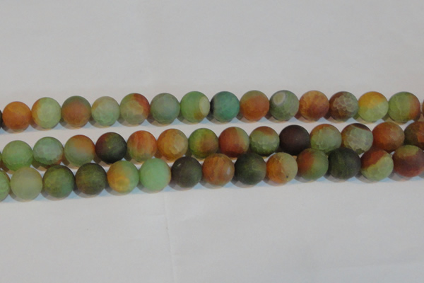 CAG7170 15.5 inches 12mm round matte rainbow agate gemstone beads