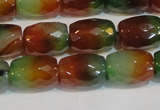 CAG7179 15.5 inches 10*14mm faceted drum rainbow agate gemstone beads