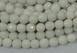 CAG7185 15.5 inches 3mm faceted round white agate gemstone beads