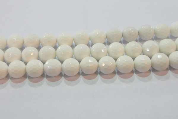 CAG7187 15.5 inches 18mm faceted round white agate gemstone beads