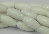 CAG719 15.5 inches 10*20mm rice white agate gemstone beads wholesale