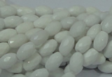 CAG720 15.5 inches 6*8mm faceted rice white agate gemstone beads