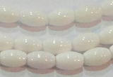 CAG7201 15.5 inches 6*9mm rice white agate gemstone beads