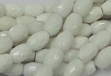 CAG721 15.5 inches 8*10mm faceted rice white agate gemstone beads