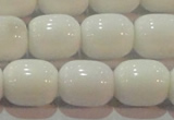 CAG7211 15.5 inches 10*12mm drum white agate gemstone beads