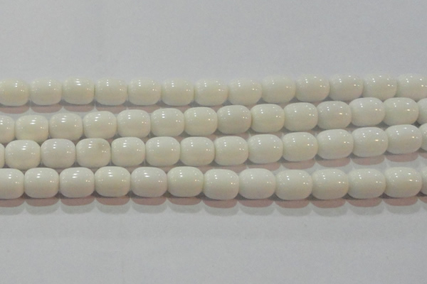 CAG7211 15.5 inches 10*12mm drum white agate gemstone beads