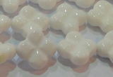 CAG7222 15.5 inches 16*16mm carved flower white agate gemstone beads