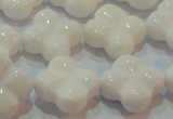 CAG7223 15.5 inches 18*18mm carved flower white agate gemstone beads