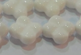 CAG7224 15.5 inches 20*20mm carved flower white agate gemstone beads