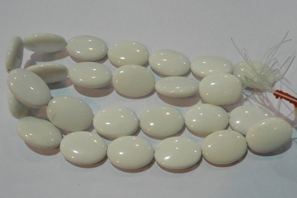 CAG7243 15.5 inches 22*30mm oval white agate gemstone beads