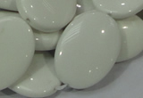 CAG725 15.5 inches 20*30mm oval white agate gemstone beads wholesale