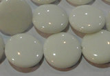 CAG7251 15.5 inches 10mm flat round white agate gemstone beads