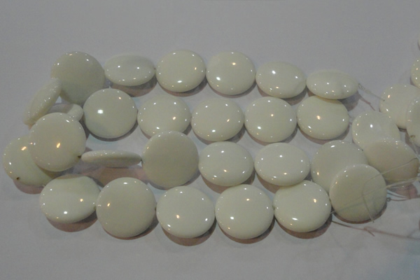 CAG7251 15.5 inches 10mm flat round white agate gemstone beads