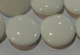 CAG7254 15.5 inches 16mm flat round white agate gemstone beads