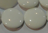 CAG7256 15.5 inches 20mm flat round white agate gemstone beads