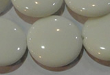 CAG7257 15.5 inches 25mm flat round white agate gemstone beads