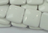 CAG726 15.5 inches 20*20mm square white agate gemstone beads