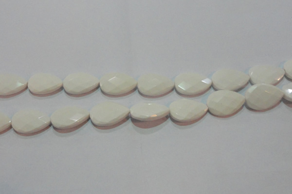 CAG7266 15.5 inches 13*18mm faceted flat teardrop white agate beads