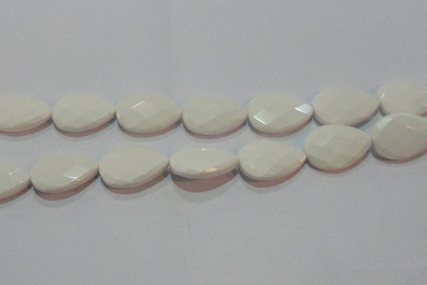 CAG7268 15.5 inches 18*25mm faceted flat teardrop white agate beads