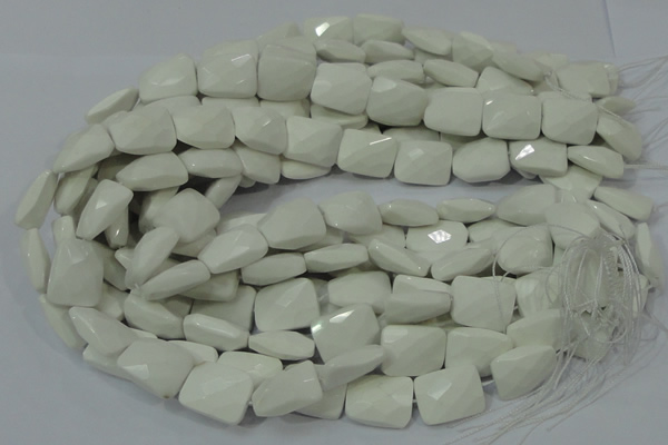 CAG727 15.5 inches 15*20mm twisted faceted rectangle white agate beads