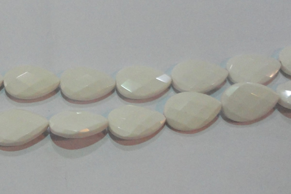 CAG7270 15.5 inches 30*40mm faceted flat teardrop white agate beads