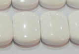 CAG7275 15.5 inches 18*25mm rectangle double drilled white agate beads