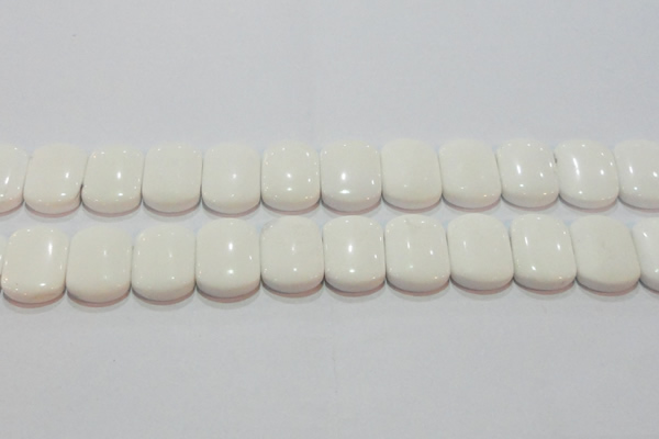 CAG7275 15.5 inches 18*25mm rectangle double drilled white agate beads