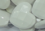 CAG729 15.5 inches 30*30mm faceted heart white agate beads